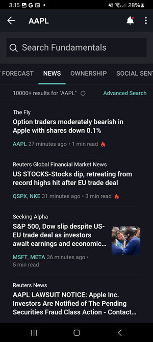 The search fundamentals on the android phone